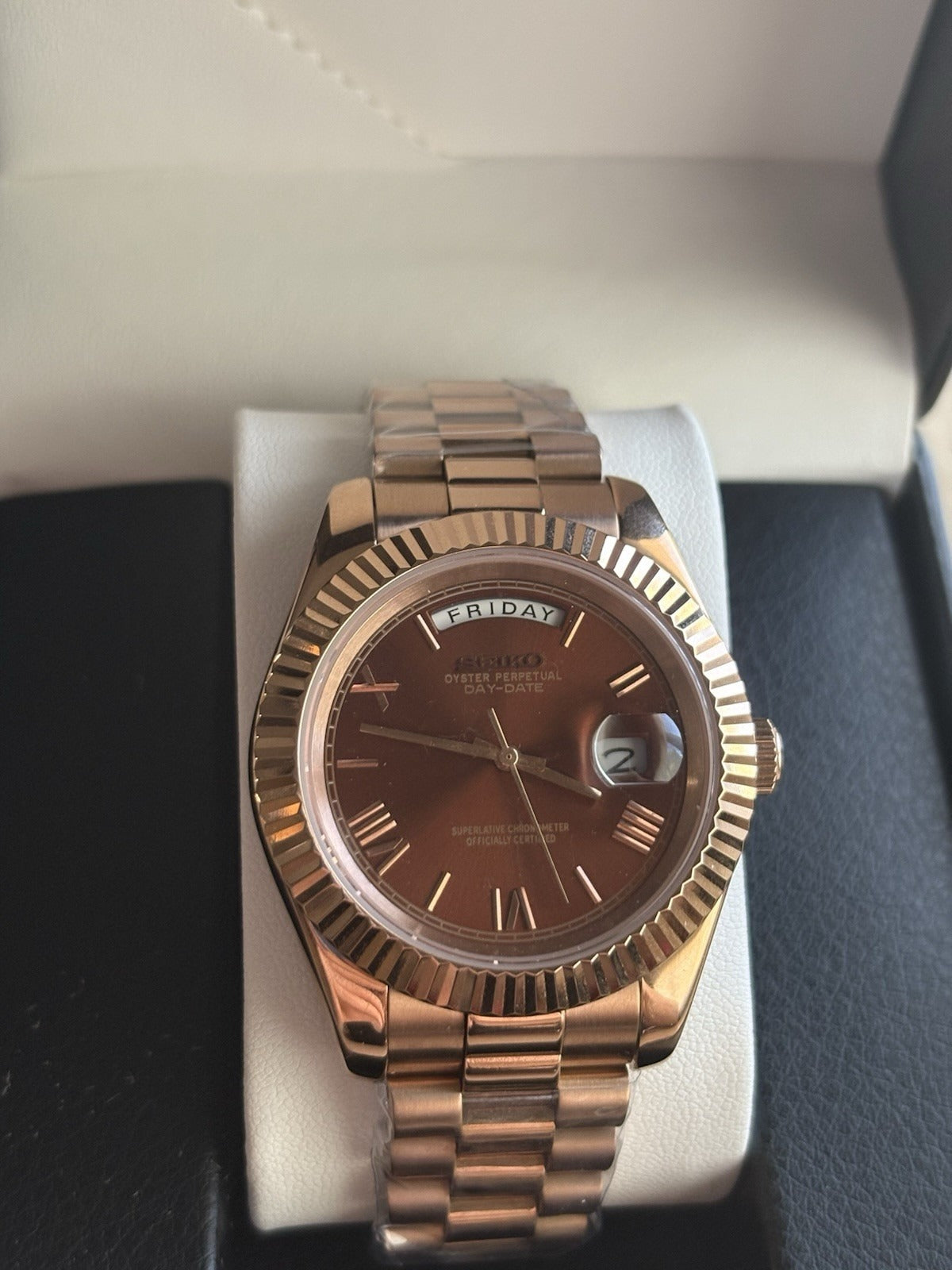 SEIKOJUST | DAYDATE ROSE GOLD - CHOCOLATE CRYSTALS