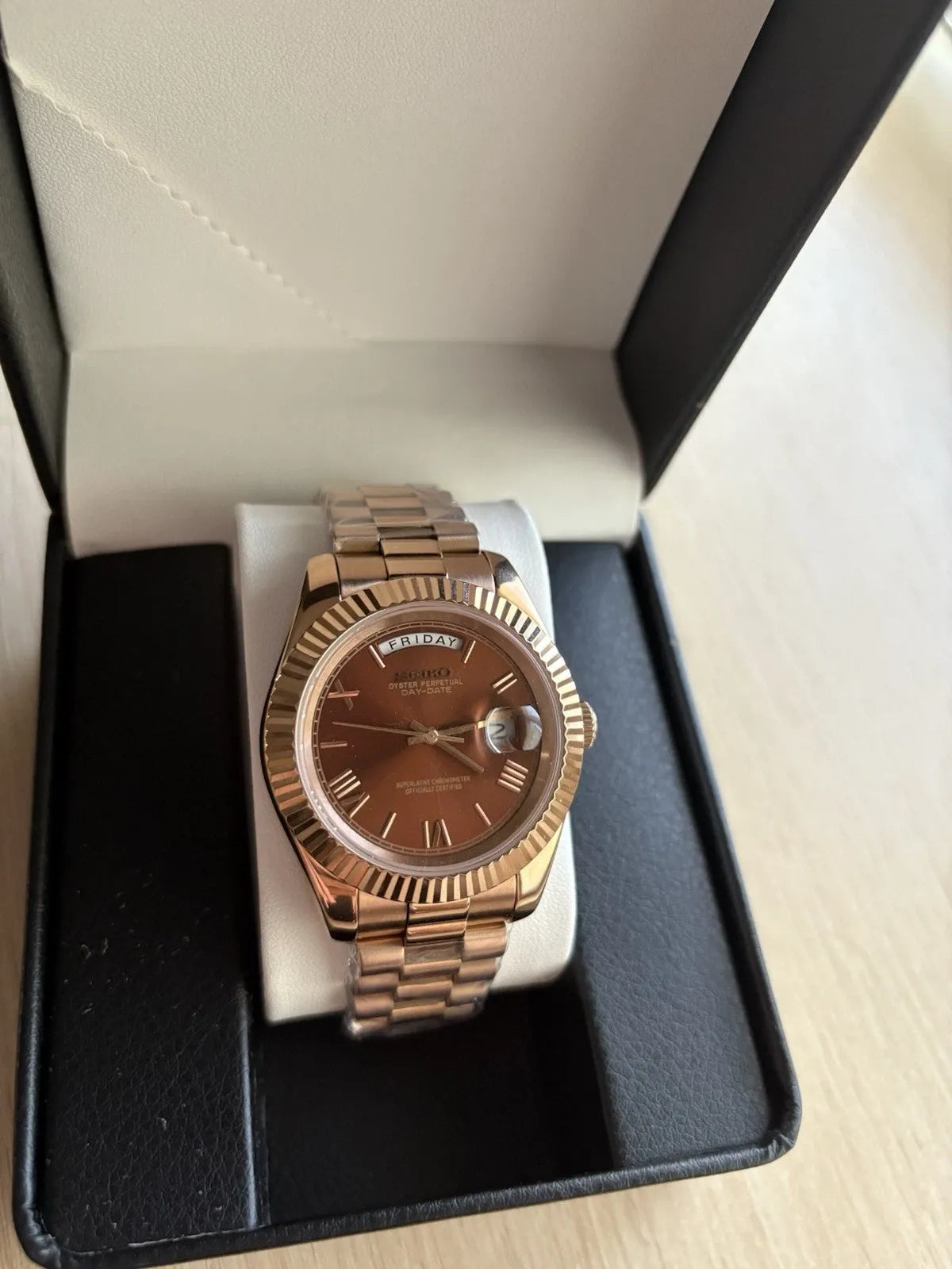 SEIKOJUST | DAYDATE ROSE GOLD - CHOCOLATE CRYSTALS